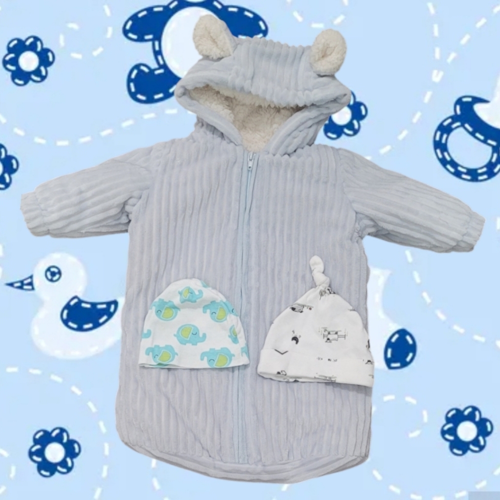 Mon Lapin Baby Boy's Hooded Bunting Snowsuit With Bear Ears
